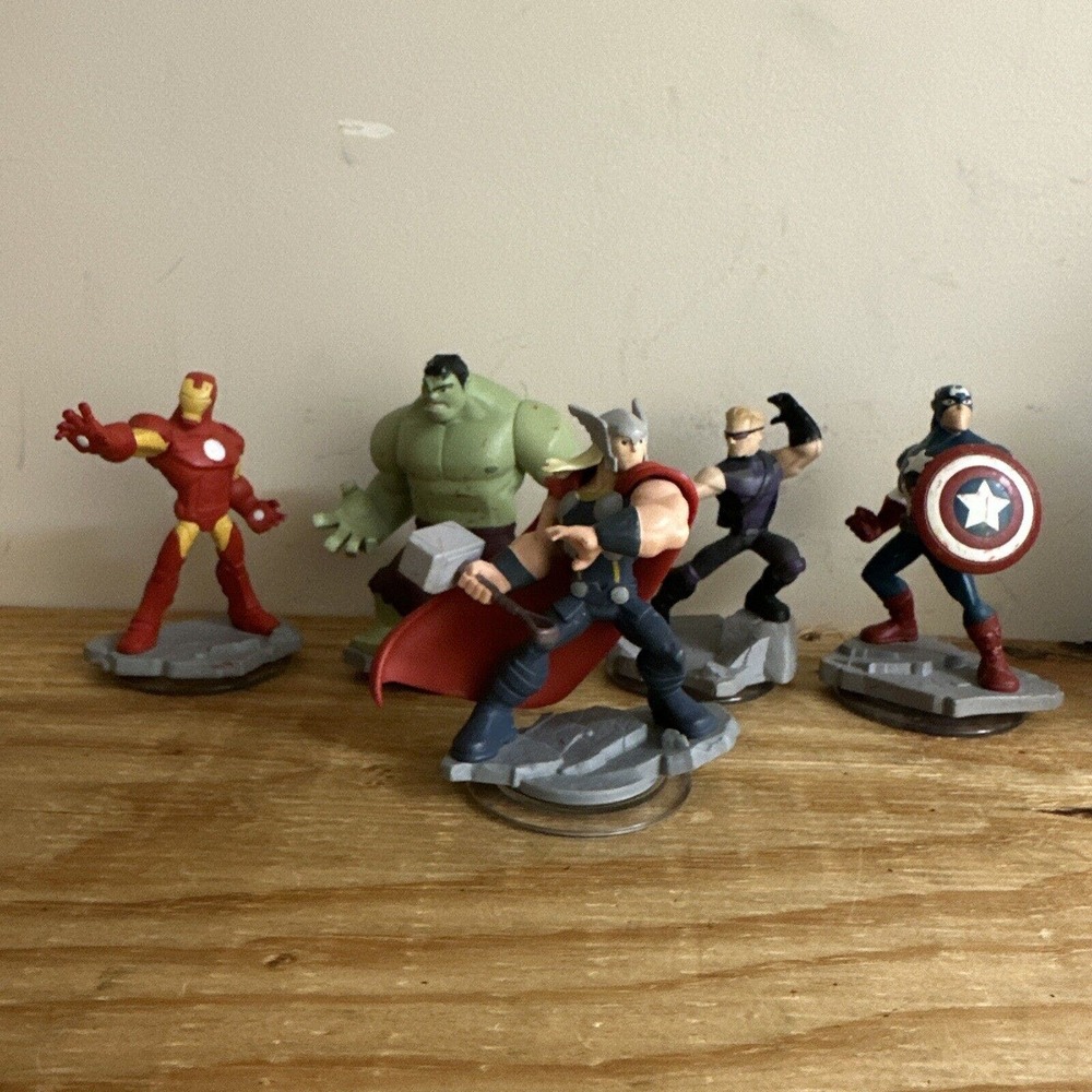 Disney Infinity 2.0 Marvel Lot Of‎ 5 Iron Man Hulk Thor Caption America Hawkeye